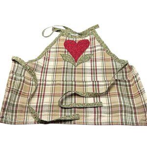 Handmade Lil Helper Kitchen Baker Apron Floral Heart Plaid Pockets Country Style